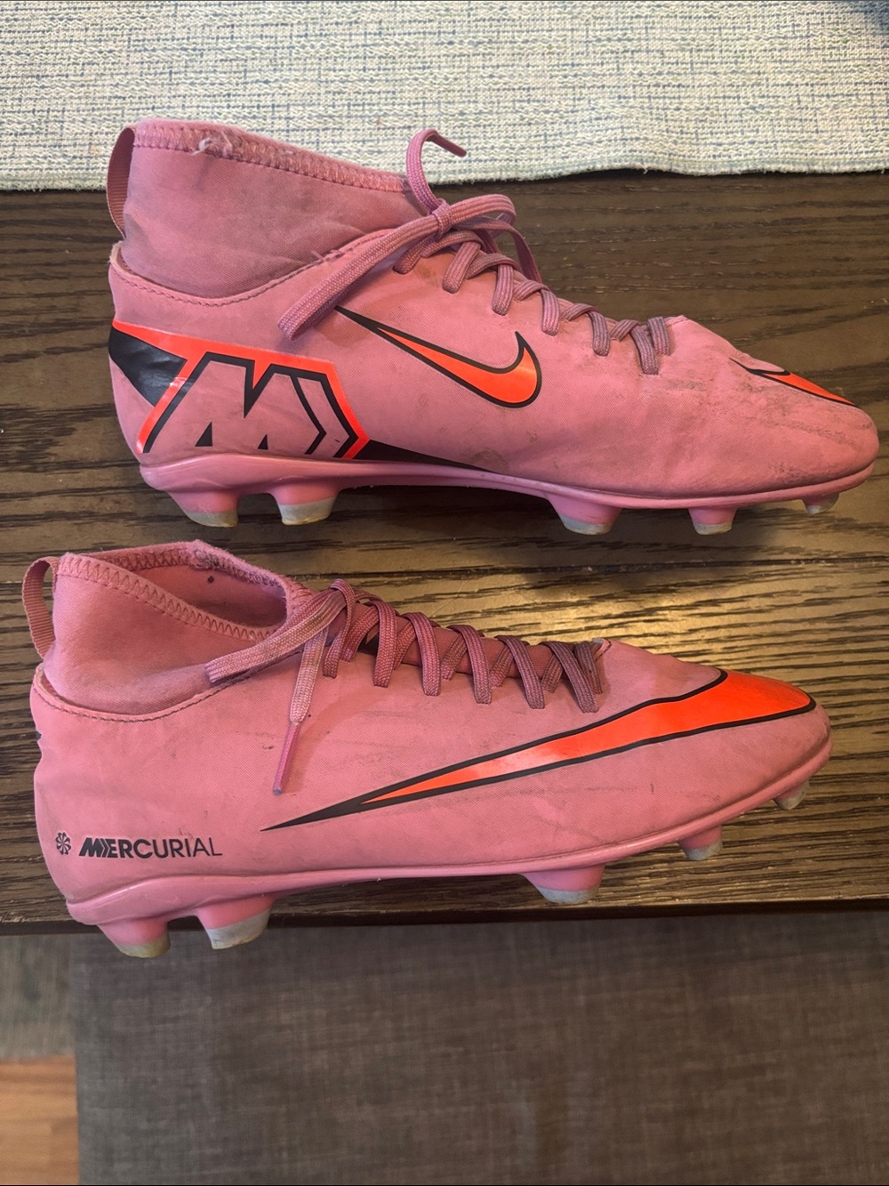 Nike Kids Pink and Orange Mercurial Soccer Cleats